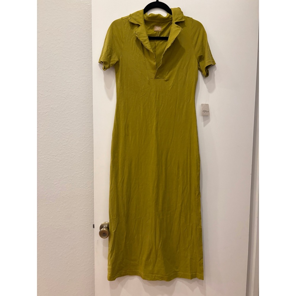 Free People Free-est Avocado Green Cotton Polo Maxi Dress XS NWT Cotton Boho